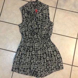 Black and White Aztec print Romper